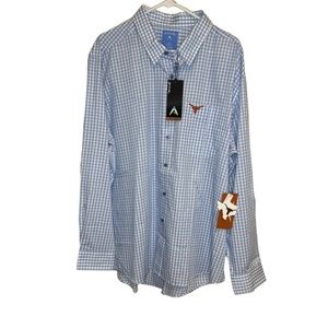 Antigua NWT Men's Light blue/white TEXAS LONGHORNS button down long sleeve 2XL